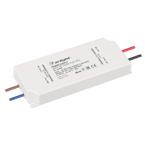 Блок питания ARPV-SP-24030-FLAT-PFC (24В 1.25А 30Вт) IP44 пластик Arlight 049007