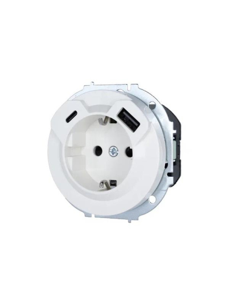 Розетка 1-м СП OSEN с заземл. TC + USB разъем бел. LEZARD 743-0288-181TC
