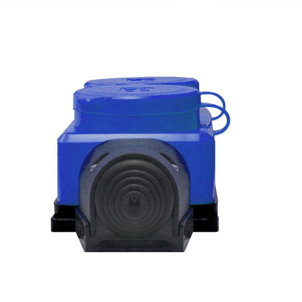 Колодка удлинителя 4-м Компакт 1ф с загл IP44 16А каучук син. UNIVersal 3045