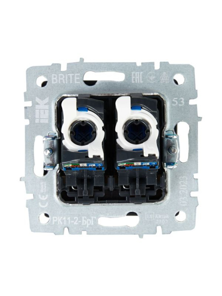 Розетка компьютерная двойн. СП RJ45 кат.6 BRITE РК11-2-БрГ механизм графит IEK BR-K20-2-K53