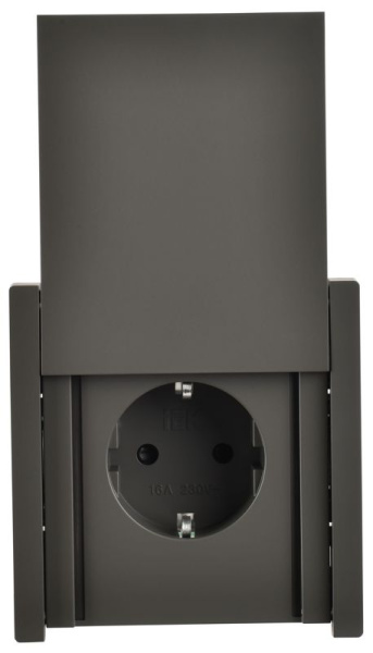 Розетка СП FORTE&PIANO16А IP44 FP319 с заземл. защ. шторки с крышкой безвинт. крепл. сер. IEK FP-R16-16-1-44-K03