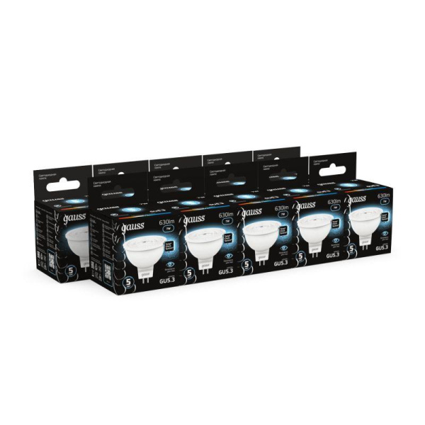 Лампа светодиодная Black 7Вт MR16 софит 4100К нейтр. бел. GU5.3 630лм GAUSS 101505207