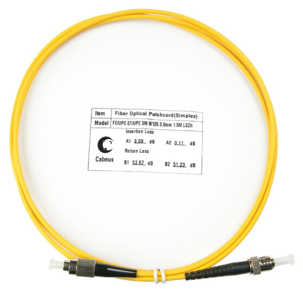 Шнур оптический FOP(s)-9-FC-ST-1.5m simplex FC-ST 9/125 sm 1.5м LSZH Cabeus 7503c