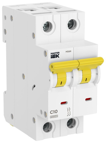Выключатель автоматический M06N 2P C 10А MASTER IEK MI-M06N-2-C010