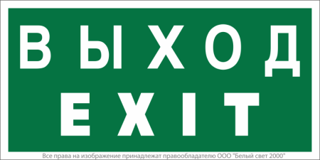 Знак безопасности BL-3517.E24 "Выход-EXIT" Белый свет a12901