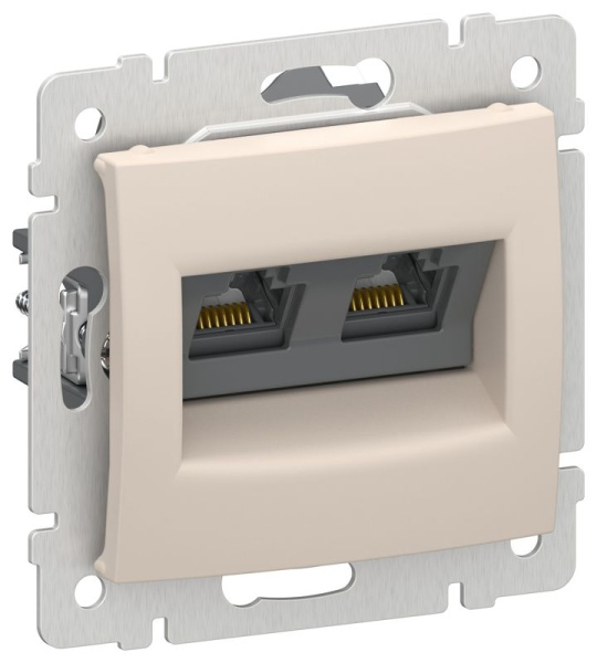 Розетка компьютерная двойная RJ45 кат. 5Е UTP песочный IEKVALENA IEK 6945361