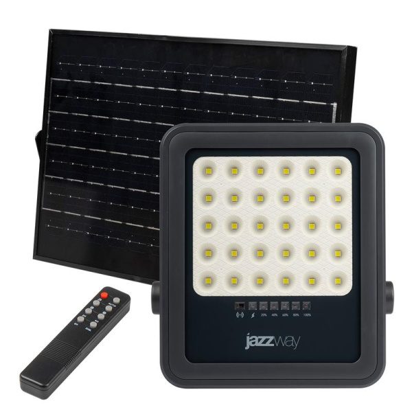 Прожектор светодиодный PFL SOLAR 02 100 IP65 6500К GR ДО с солнечн. панелью и пультом JazzWay 5058477