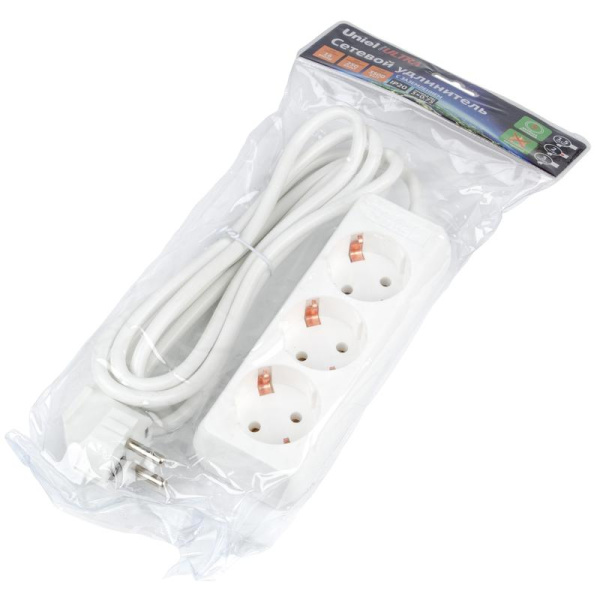 Удлинитель 3х2м с заземл. 16А Ultra S-GCU3-2 WHITE бел. Uniel UL-00010000