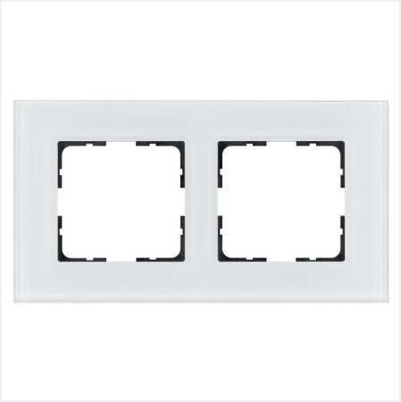 Рамка 2-м G-Glass стекло бел. White Glass Jasmart G1002GW