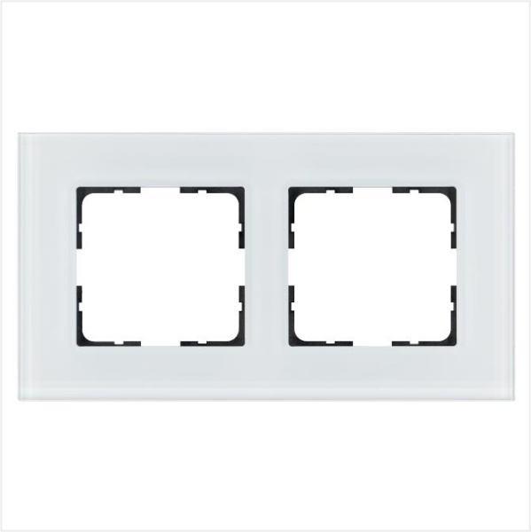 Рамка 2-м G-Glass стекло бел. White Glass Jasmart G1002GW