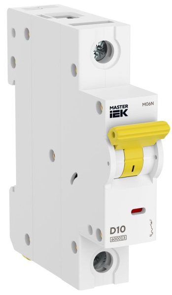 Выключатель автоматический M06N 1P D 10А MASTER IEK MI-M06N-1-D010