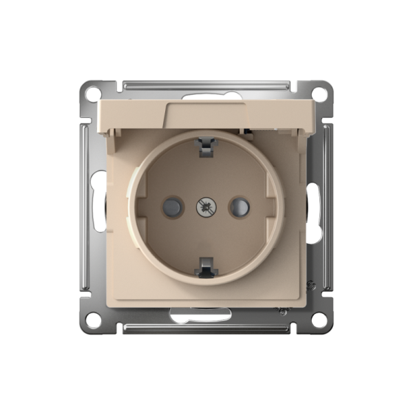 Розетка AtlasDesign 16А IP20 с заземл. защ. шторки с крышкой быстрозажим. клем. механизм песочн. SE ATN001246S