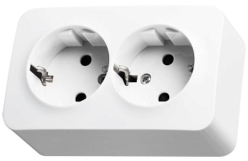 Розетка 2-м ОП 16А IP20 с заземл. защ. шторки бел. Jasmart FS5504W
