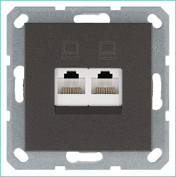 Розетка компьютерная 2-м RJ45 IP20 кат. 6 механизм мокко Jasmart G6108Z