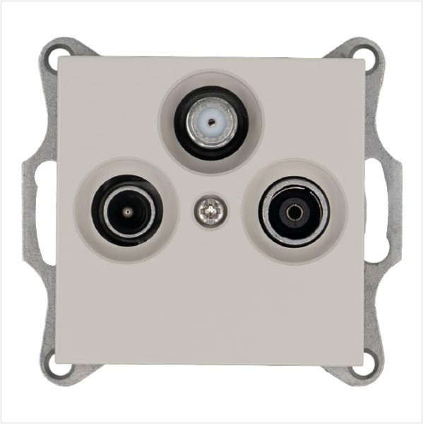 Розетка телевизионная оконечная TV + FM + SAT 3-м Ф9.5мм механизм тауп Jasmart G6206T