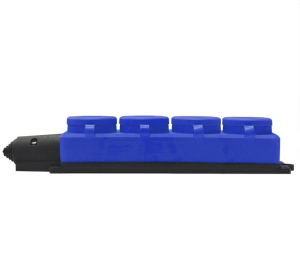 Колодка удлинителя 4-м Компакт 1ф с загл IP44 16А каучук син. UNIVersal 3045