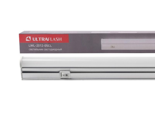 Светильник светодиодный LWL-2012-5CL 5Вт 20LED 4000К IP20 420лм 220В 272мм с сетевым проводом алюм. бел. Ultraflash 11915