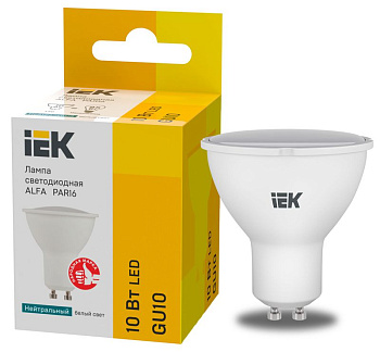 Лампа светодиодная Alfa 10Вт PAR16 софит 4000К GU10 230В (6шт) IEK LLA-PAR16-10-230-4-GU10-6