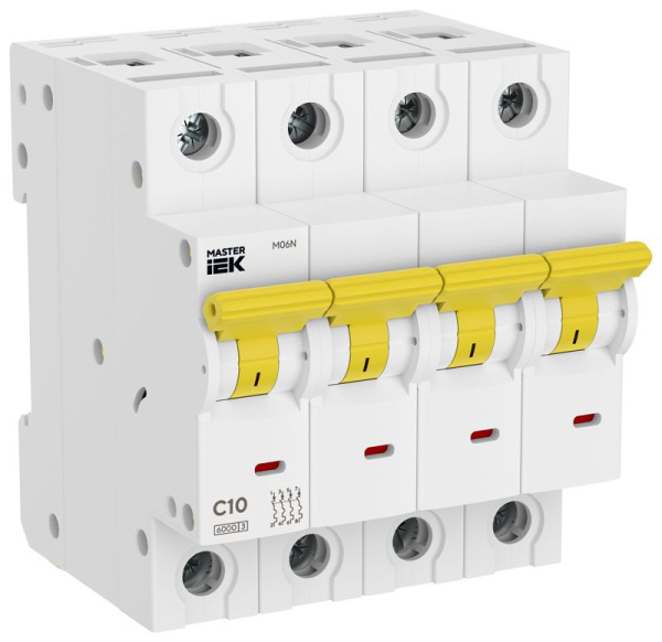 Выключатель автоматический M06N 4P C 10А MASTER IEK MI-M06N-4-C010