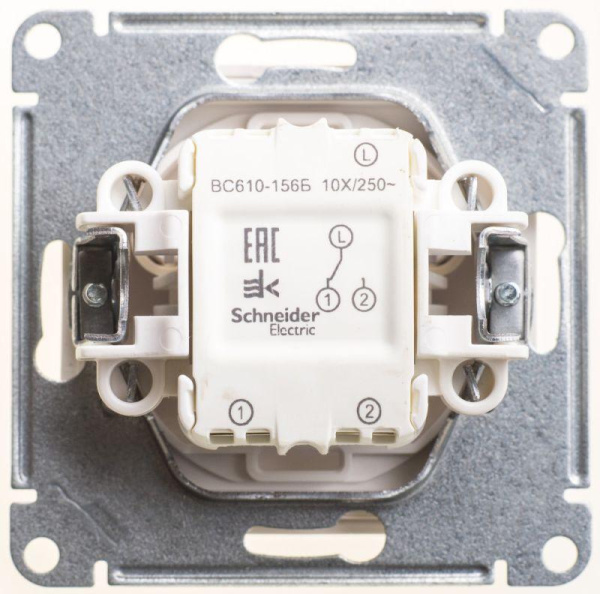 Переключатель проходной 1-кл. СП W59 Aqua 10А IP44 10AX механизм бел. SE VS610-156B-1-86