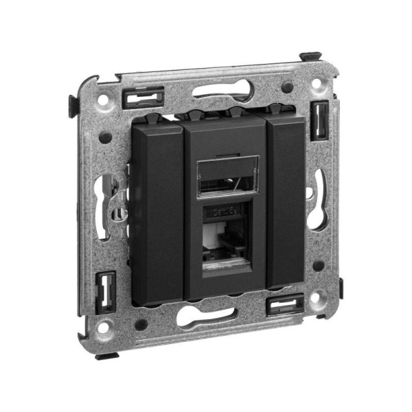 Розетка компьютерная 1-м СП Avanti "Черный матовый" RJ45 кат.5E DKC 4412463