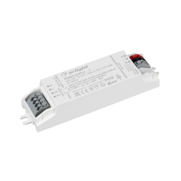Блок питания ARJ-SP-15-PFC-DALI2-NFC-PD-WR 15Вт 3-45В 0.1-0.7А IP20 пластик Arlight 050105
