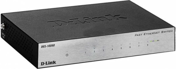 Коммутатор неуправляемый DES-1008D/L2B 8х100Мбит D-Link 1184068