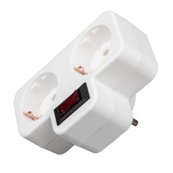 Разветвитель сетевой с выкл. S-GES2-16PB WHITE с/з 2 гнезда 16А 3500Вт бел. Uniel UL-00011243