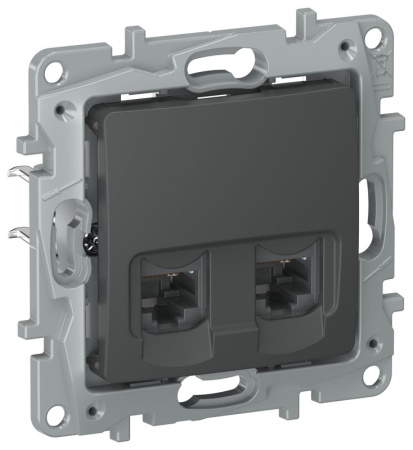 Розетка компьютерная двойная RJ45 кат. 5Е UTP графит IEKETIKA IEK 6712551