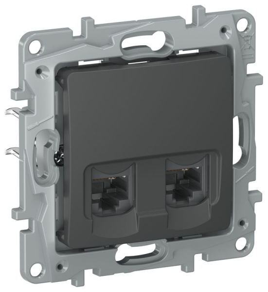 Розетка компьютерная двойная RJ45 кат. 5Е UTP графит IEKETIKA IEK 6712551