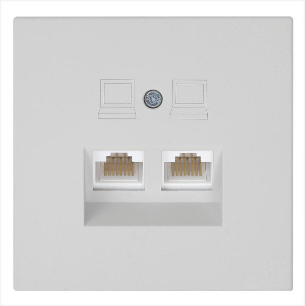 Розетка компьютерная 2-м СП RJ45 FD кат.5E с накладкой механизм тауп матов. soft touch Jasmart FD6106PTM