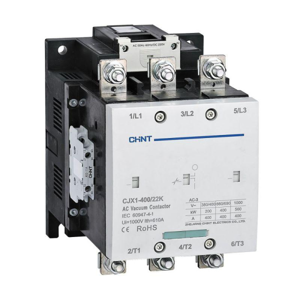 Контактор вакуумный CJX1-400/22K 400А кат. 220В AC/DC 2НО+2НЗ AC-3 CHINT 275712
