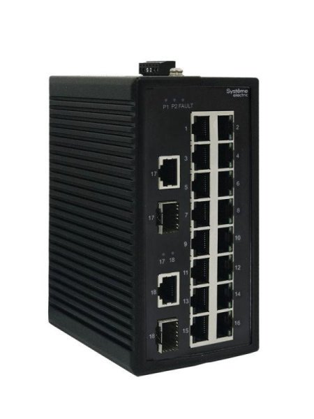 Коммутатор промышленный неуправляемый Ethernet 16х10/100BaseT 2х100/1000BaseX SFP SE NSETU118T16X02A