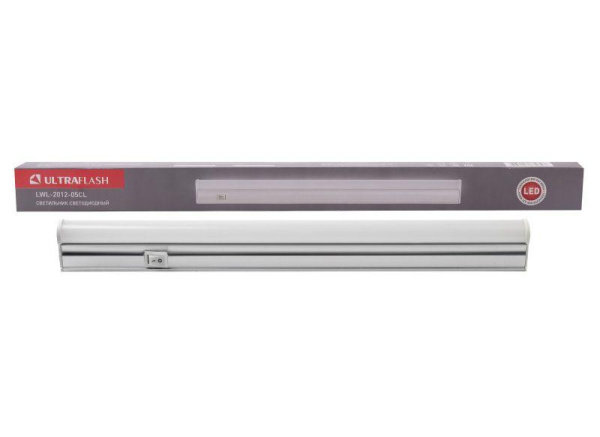 Светильник светодиодный LWL-2012-5CL 5Вт 20LED 4000К IP20 420лм 220В 272мм с сетевым проводом алюм. бел. Ultraflash 11915