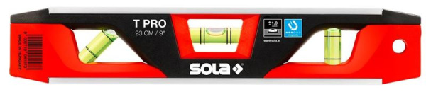 Уровень алюминиевый T Pro V-образ. паз для труб 2 глазка точн. 1.00мм/м SOLA 01430701