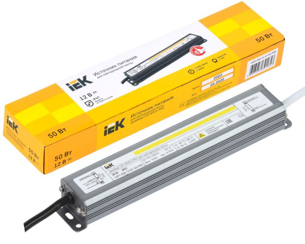 Драйвер LED ИПСН-PRO 5050 50Вт 12В блок-шнуры IP67 IEK LSP1-050-12-67-33-PRO