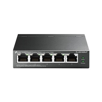 Коммутатор TL-SG1005LP 5-портовый гигабитный неуправляемый с 4 портами PoE+ 40Вт метал. корпус настол. TP-Link 1793907
