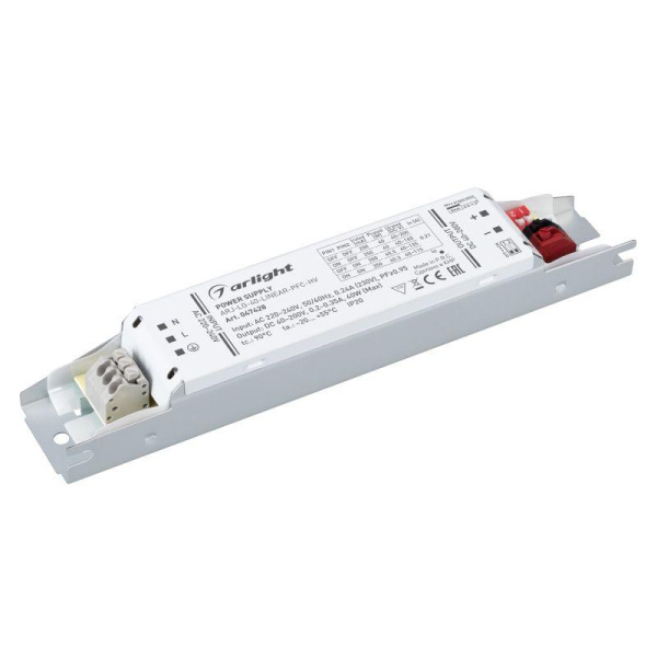 Блок питания ARJ-LG-40-LINEAR-PFC-HV (40Вт 40-200В 0.2-0.35А) (Arlight IP20 металл 5 лет) Arlight 047428