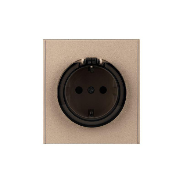 Розетка STRONG 1-ая с/з с/у со шторками и крышкой 16А шелк Kranz KR-78-0702-8