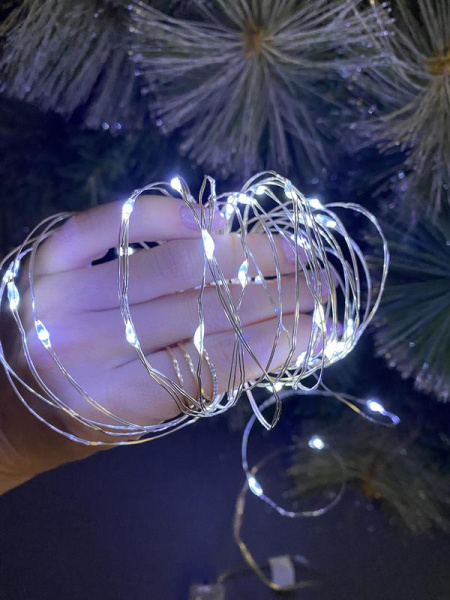 Гирлянда LED на батарейках ULD-S1000-100/SCB/3AA WHITE IP20 DEW/ 3AA (не в/к) "Роса" 10м 100 диодов бел. свет провод медн. Uniel UL-00007186