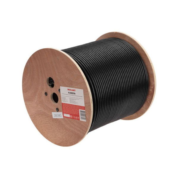 Кабель витая пара F/UTP кат.6 4PR 23AWG solid PE OUTDOOR черн. (м) Rexant 01-0158
