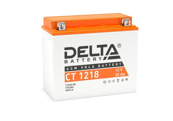 Аккумулятор стартерный 12В 18А.ч CT 1218 Delta 3401010030025