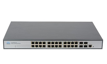 Коммутатор управляемый L2 PoE 24 Base-T 1000Мбит/с портов 802.3af/at 4 combo Base-TX/SFP 1000Мбит/с 1U 19дюйм 220В суммарная мощность 400Вт NIKOMAX GL-SW-G204-24P