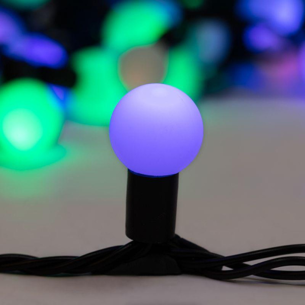 Гирлянда светодиодная "Мультишарики" 10м d23мм 80LED RGB 4Вт IP65 230В быстрая смена цвета провод ПВХ черн. (нужен блок 303-5000) Neon-Night 303-519