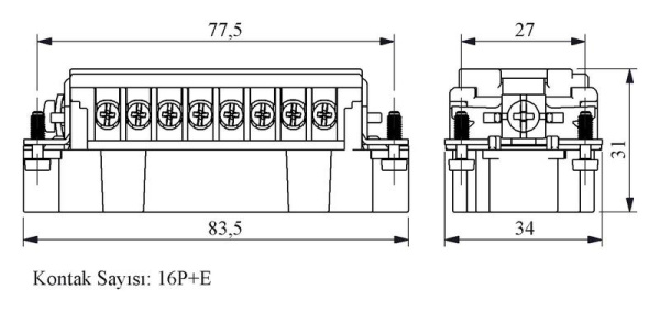 Штепсель 16 полюсов 16А EMAS EB016CF00