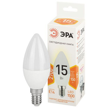 Лампа светодиодная STD LED B35-15W-827-E14 15Вт свеча 2700К тепл. бел. свет E14 170-265В Эра Б0066835