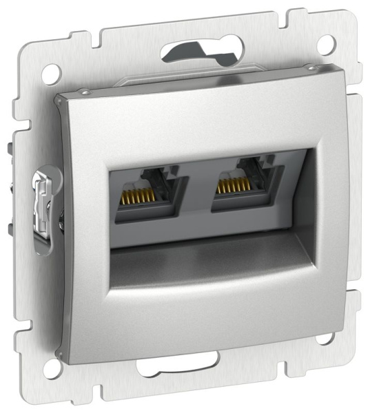 Розетка компьютерная IEKVALENA 2-ая RJ45 кат.6 UTP алюм. IEK 6902471