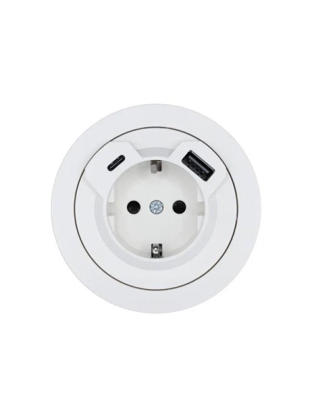 Розетка 1-м СП OSEN с заземл. TC + USB разъем бел. LEZARD 743-0288-181TC