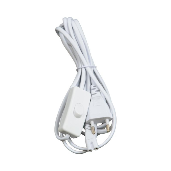 Провод UCX-PT2/L10-300/B WHITE 1 STICKER для подключения светильника ULI-P к сети 220В 300см 2 контакта с кнопкой включения бел. Uniel UL-00009802