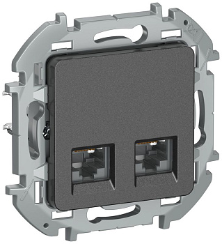 Розетка компьютерная 2-м СП IEKINSPIRIA RJ45 кат.6 UTP IP20 механизм антрацит IEK 6738431